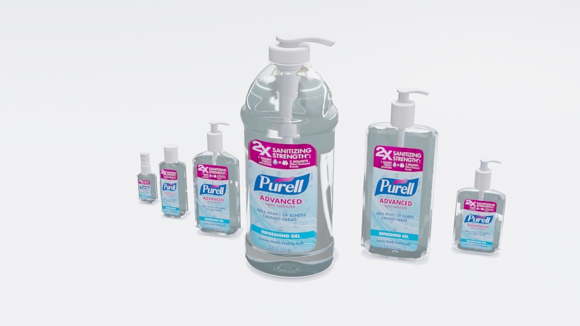 Bottles With Antiseptic Disinfectant Low-poly 3D model_4