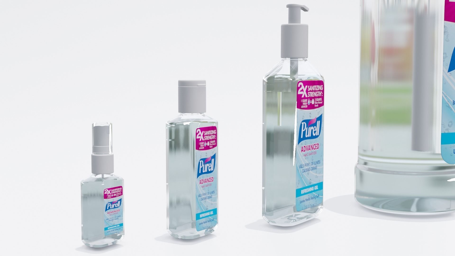 Bottles With Antiseptic Disinfectant Low-poly 3D model_6