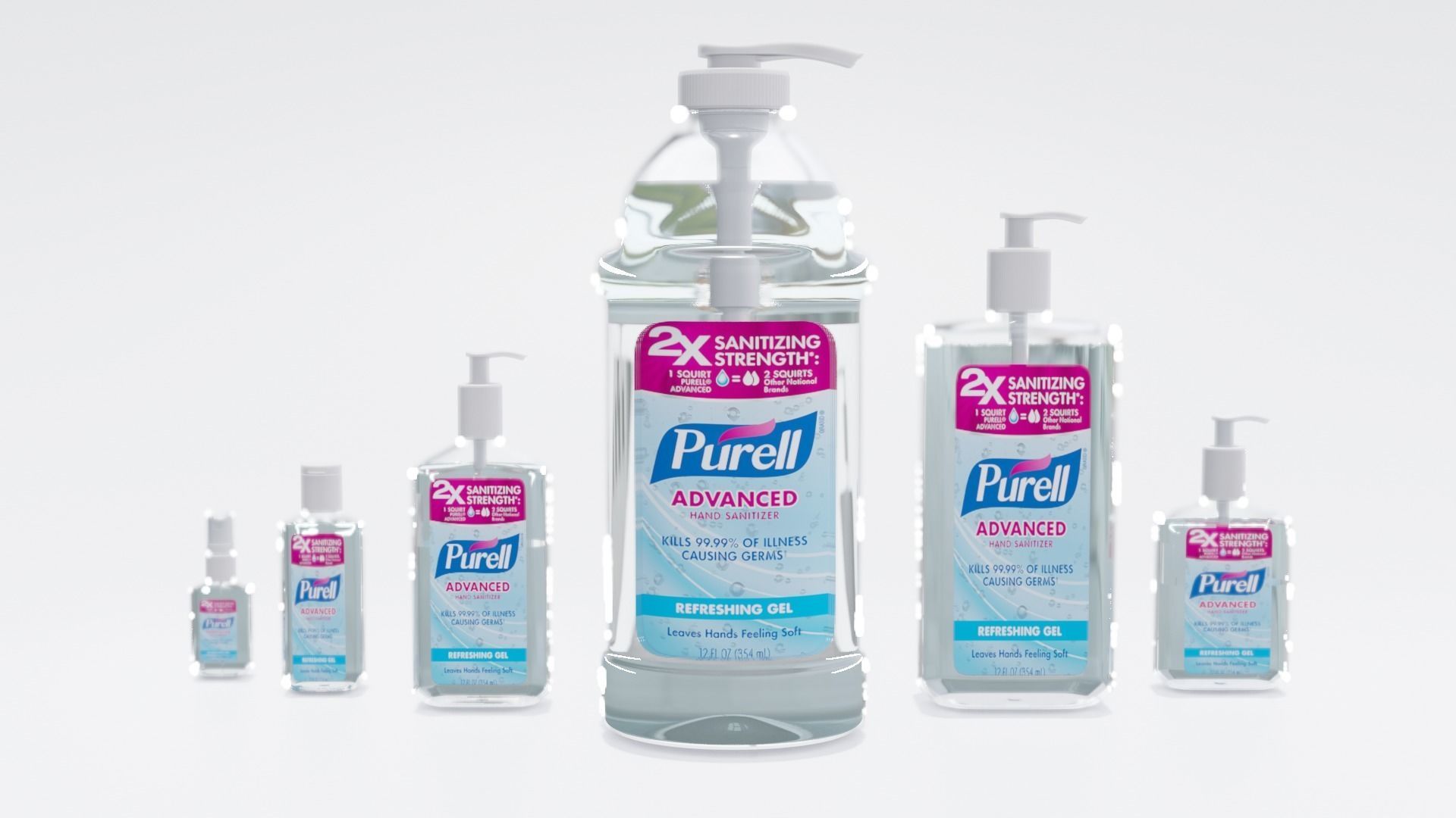Bottles With Antiseptic Disinfectant Low-poly 3D model_9