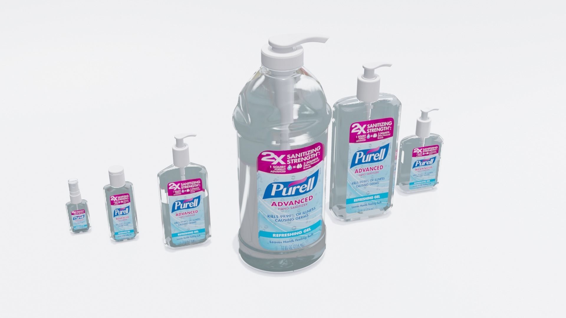 Bottles With Antiseptic Disinfectant Low-poly 3D model_2