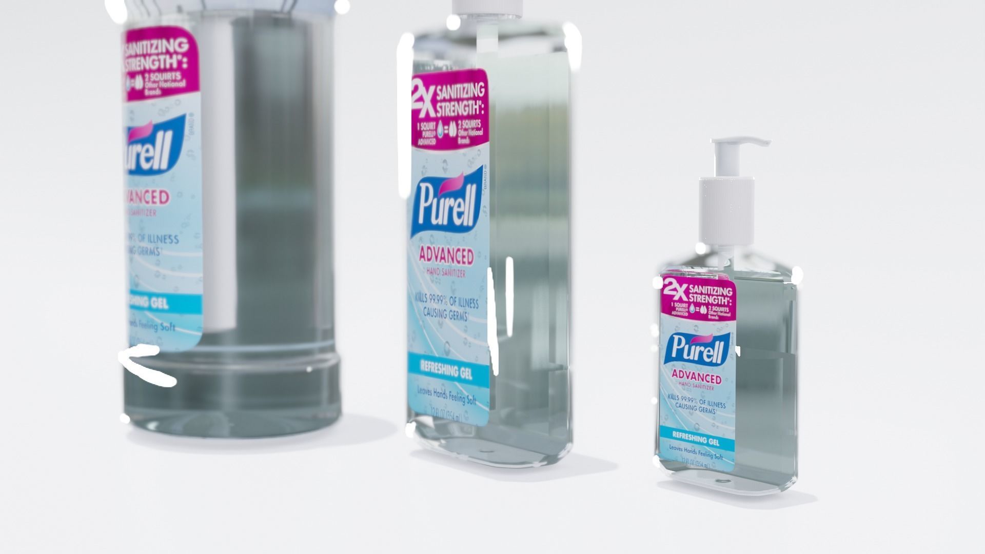 Bottles With Antiseptic Disinfectant Low-poly 3D model_7