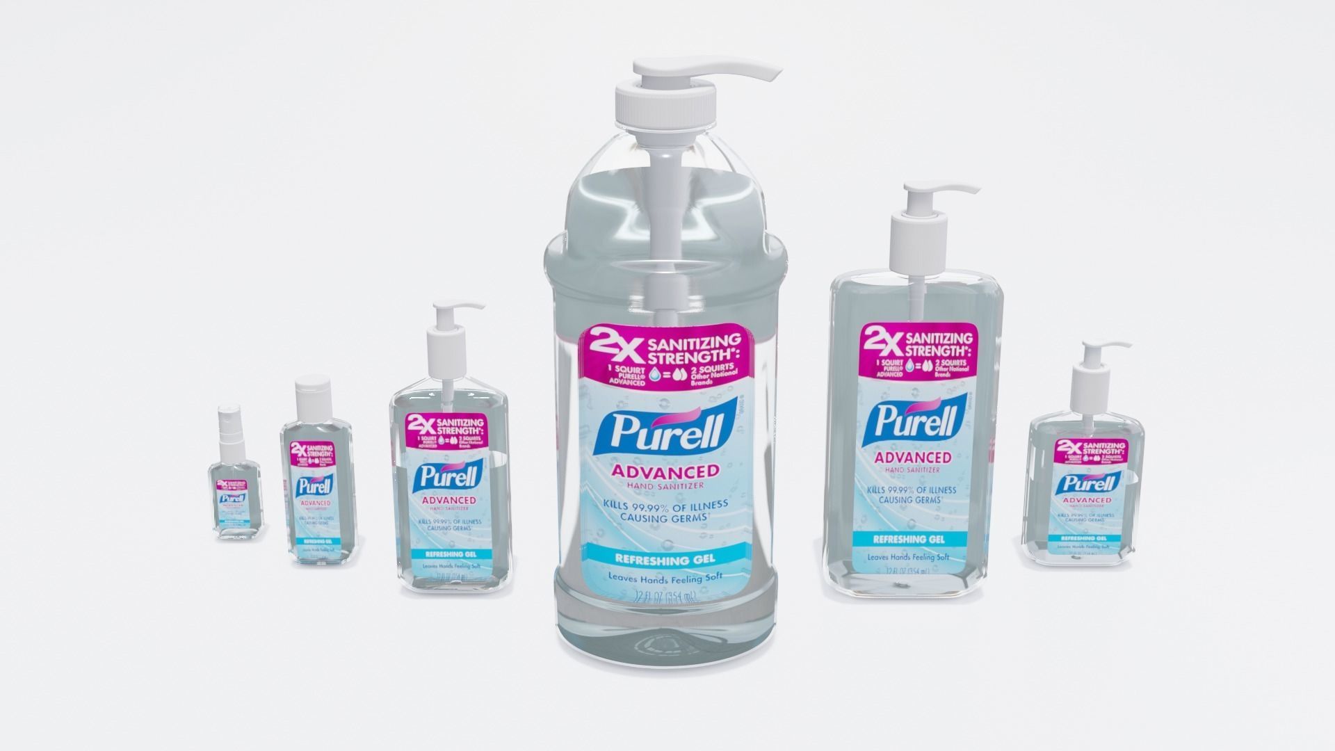 Bottles With Antiseptic Disinfectant Low-poly 3D model_1