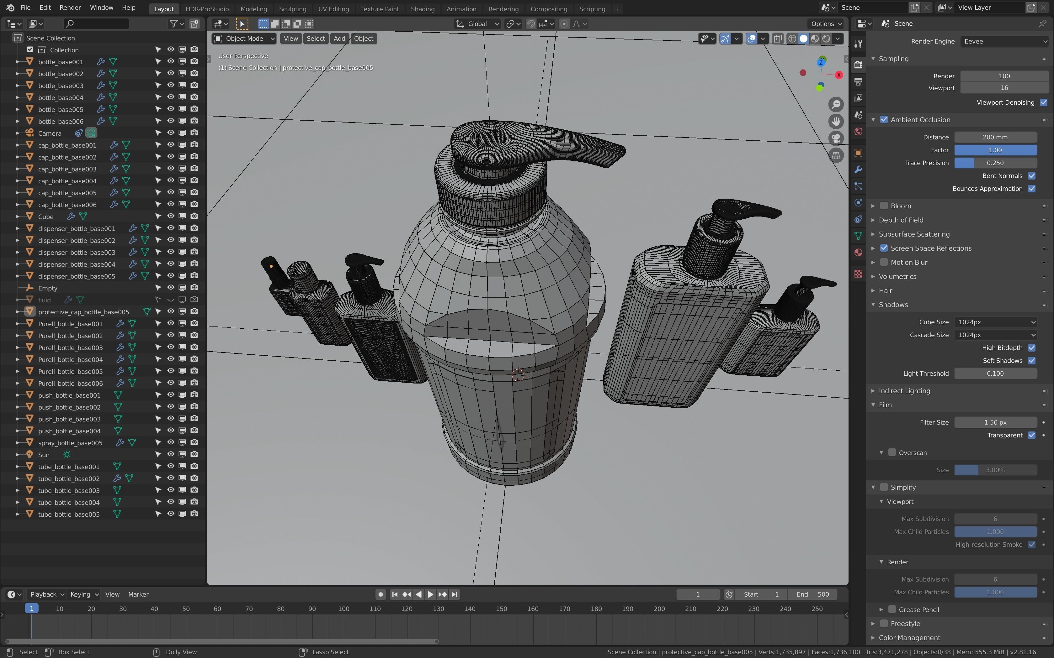 Bottles With Antiseptic Disinfectant Low-poly 3D model_14
