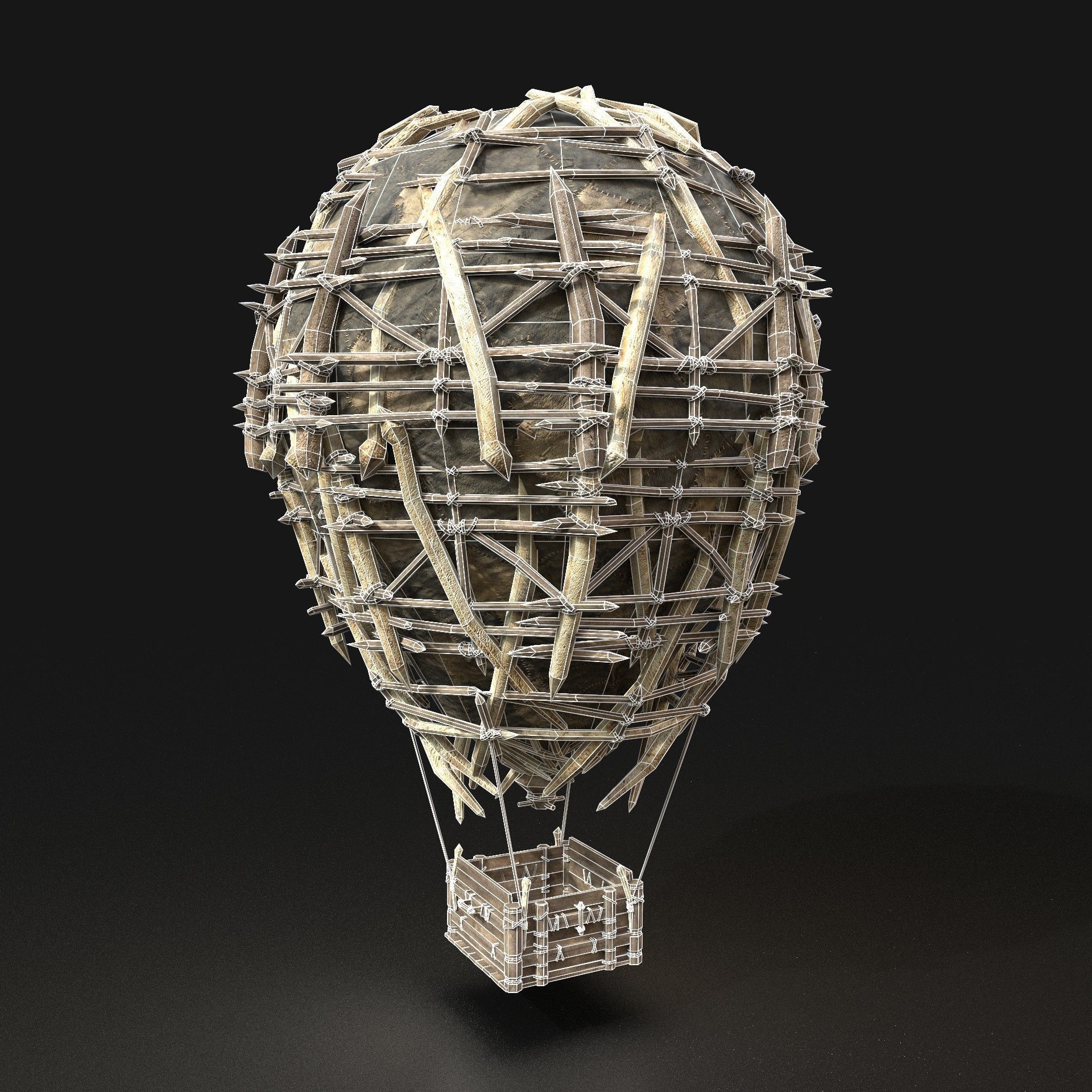 3D model AAA NEXTGEN Medieval War Balloon Airship Primal Wooden Machine ...