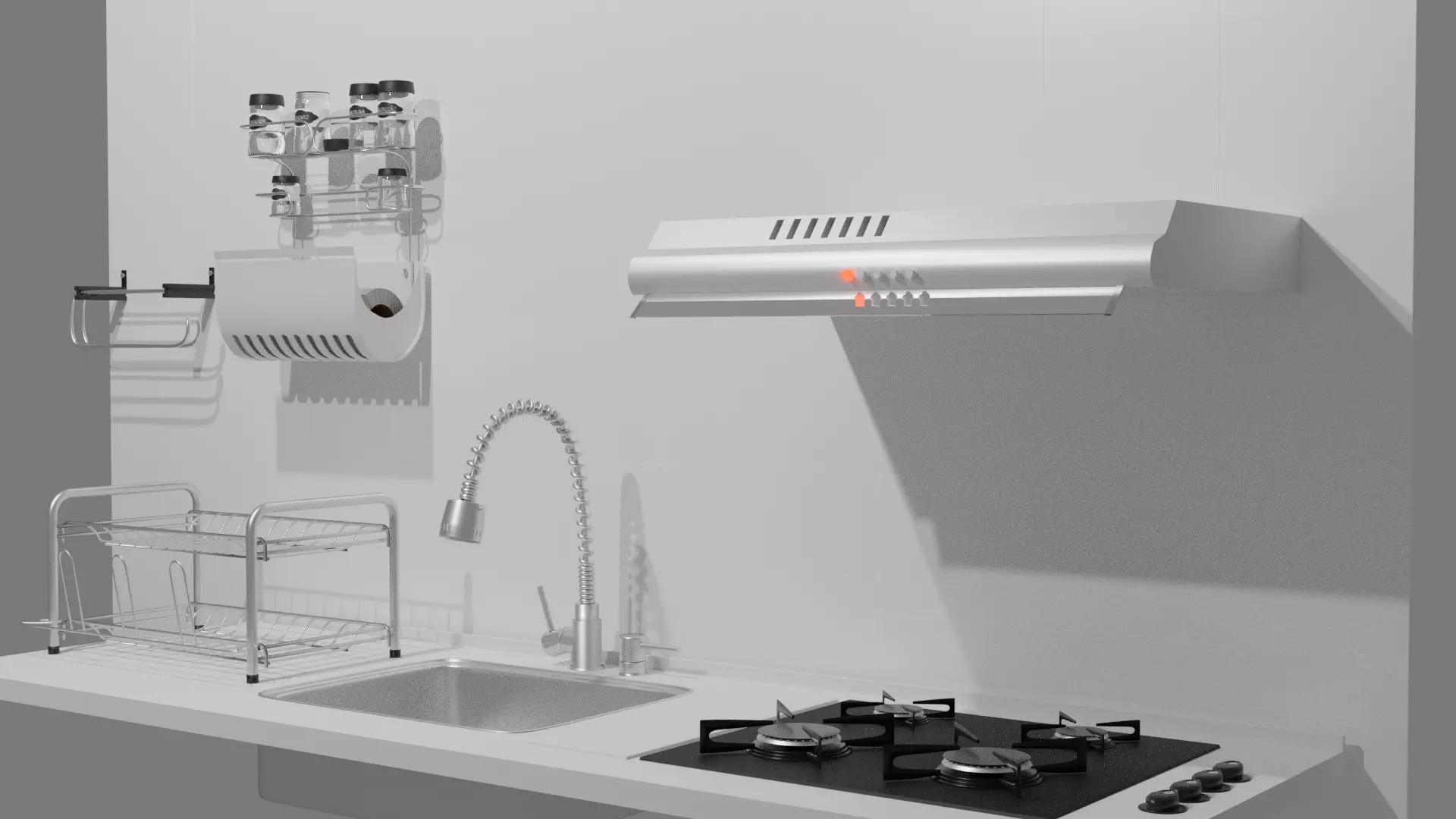 Pack Kitchen sink towel rack Cuba cooktop package 3D model