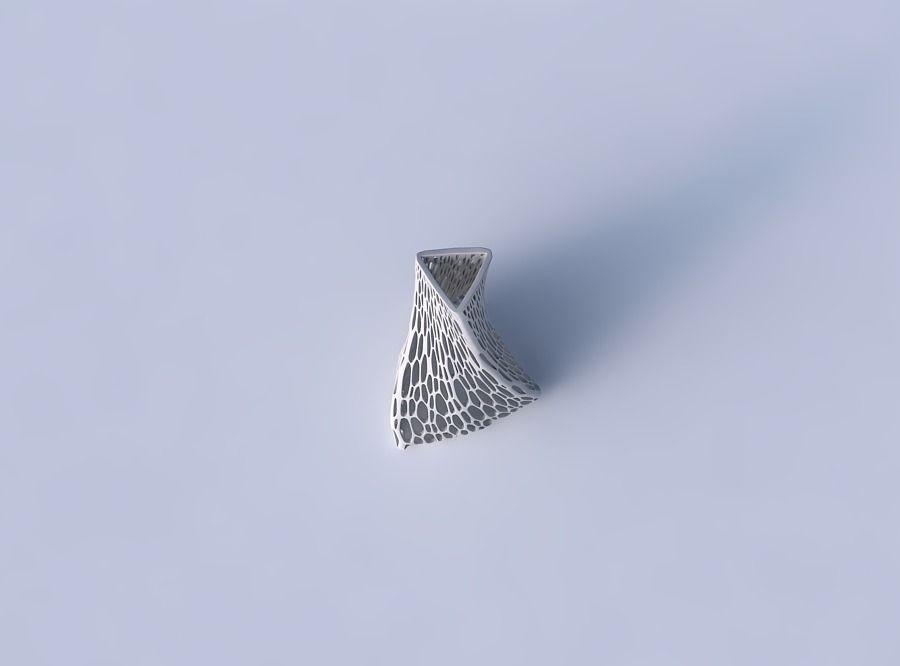 Vase twist tilted triangle with fine organic lattice 3D print model_2