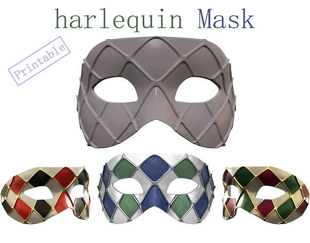 3d print Venetian Harlequin Mask Print-ready  3D print model