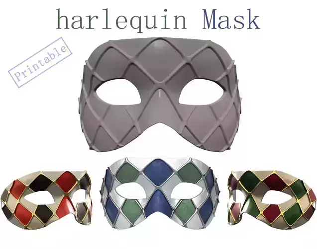 3d print Venetian Harlequin Mask Print-ready  3D print model