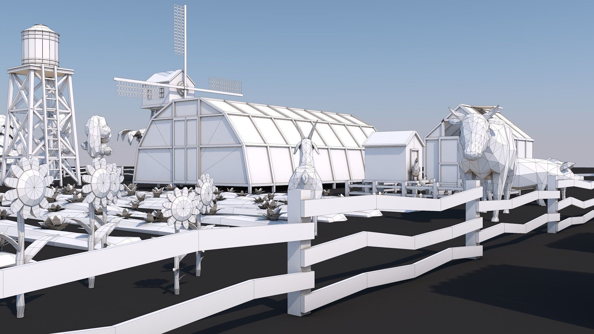 Low Poly Farm House and Animals Pack Low-poly 3D model_11