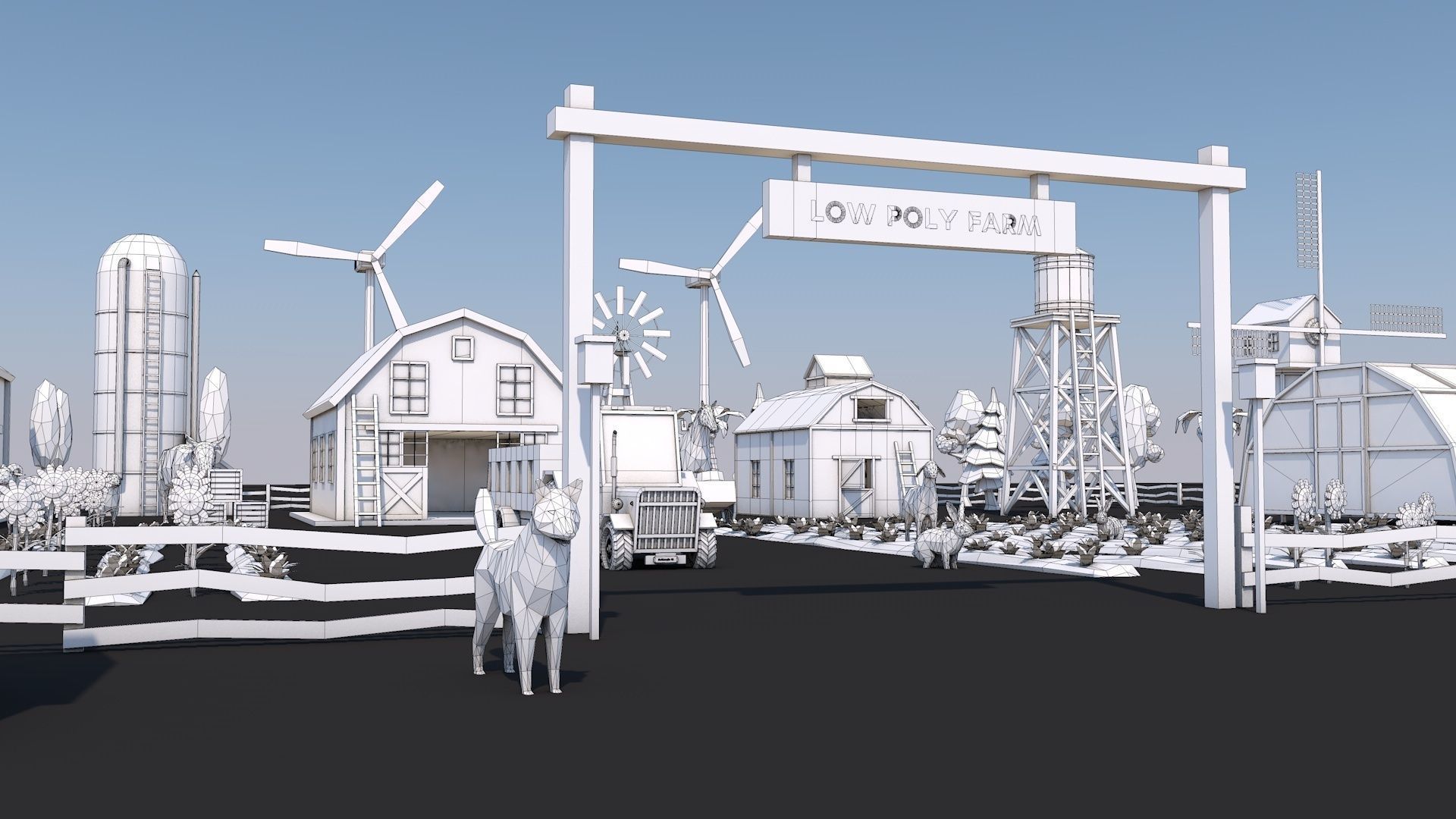 Low Poly Farm House and Animals Pack Low-poly 3D model_7