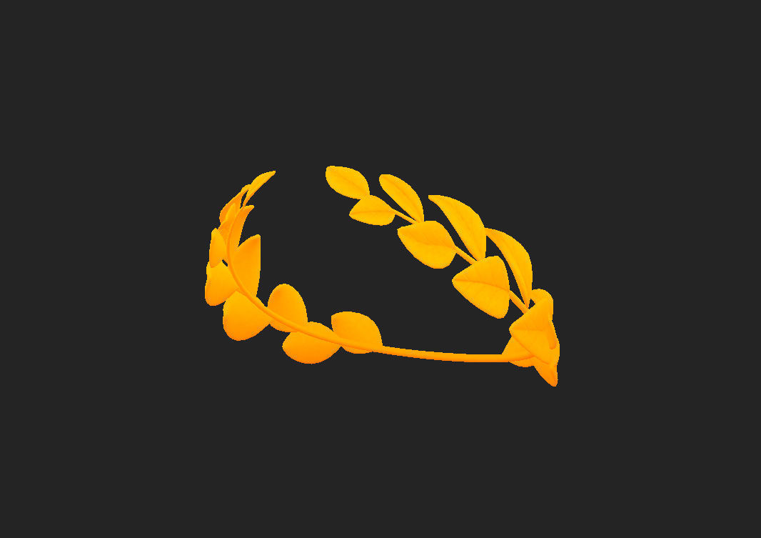 Gold Laurel Wreath 3D model_9