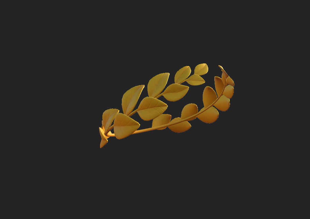 Gold Laurel Wreath 3D model_11
