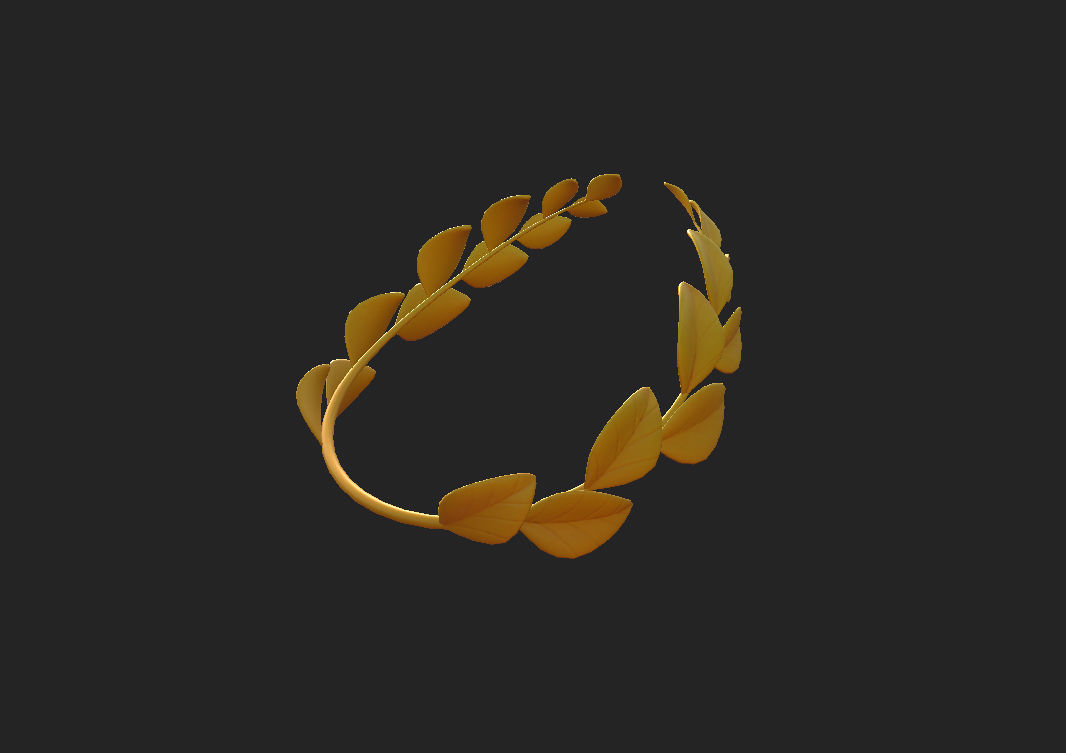 Gold Laurel Wreath 3D model_12