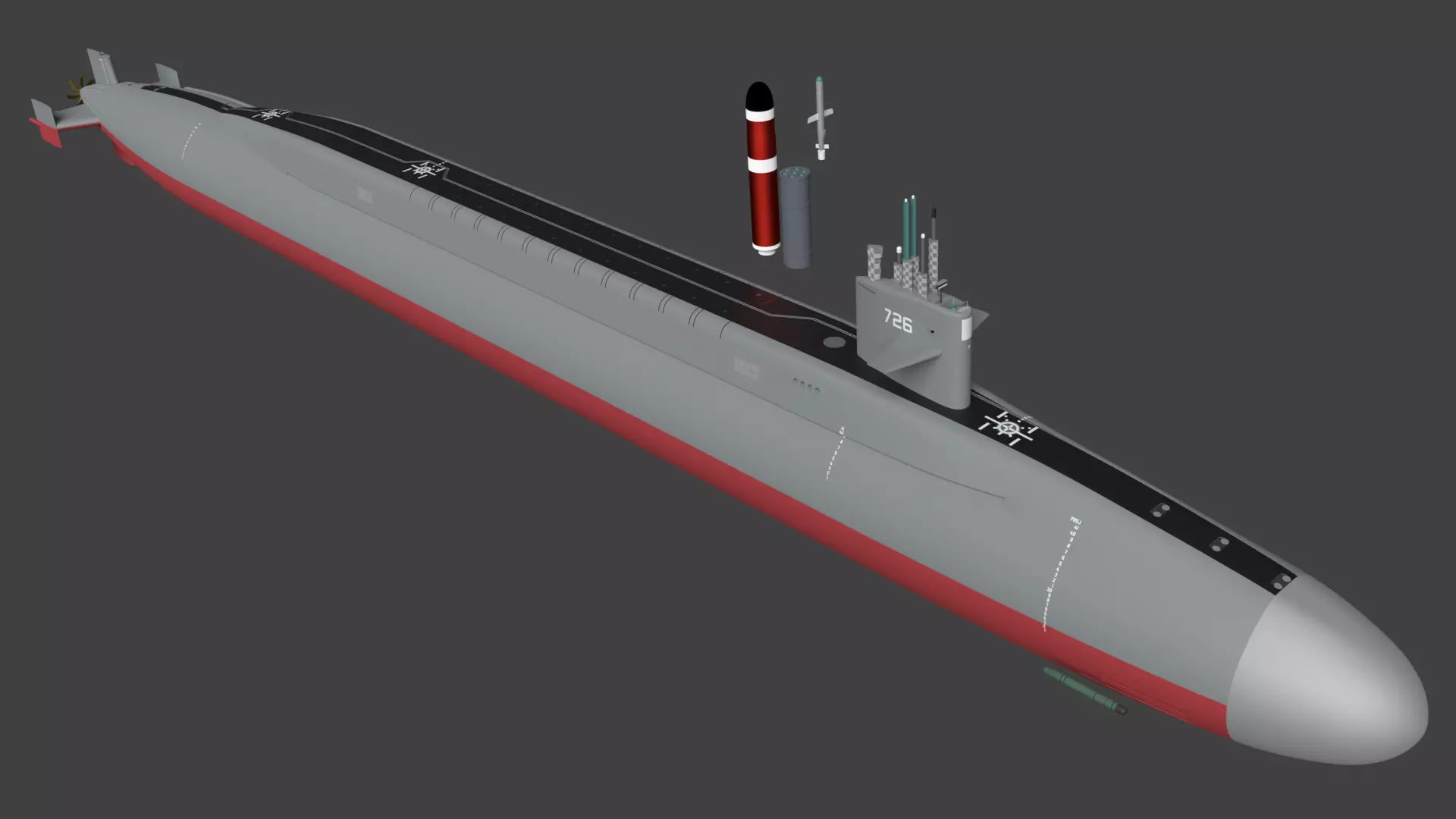 USS SLBM Type Ohio with Weapons 3D model