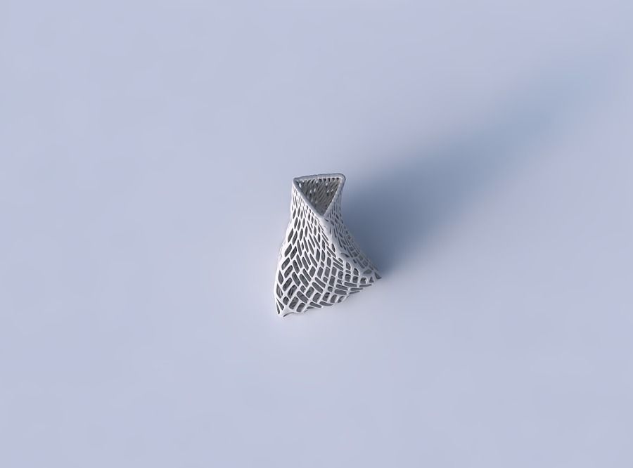 Vase twist tilted triangle with lattice tiles 3D print model_2