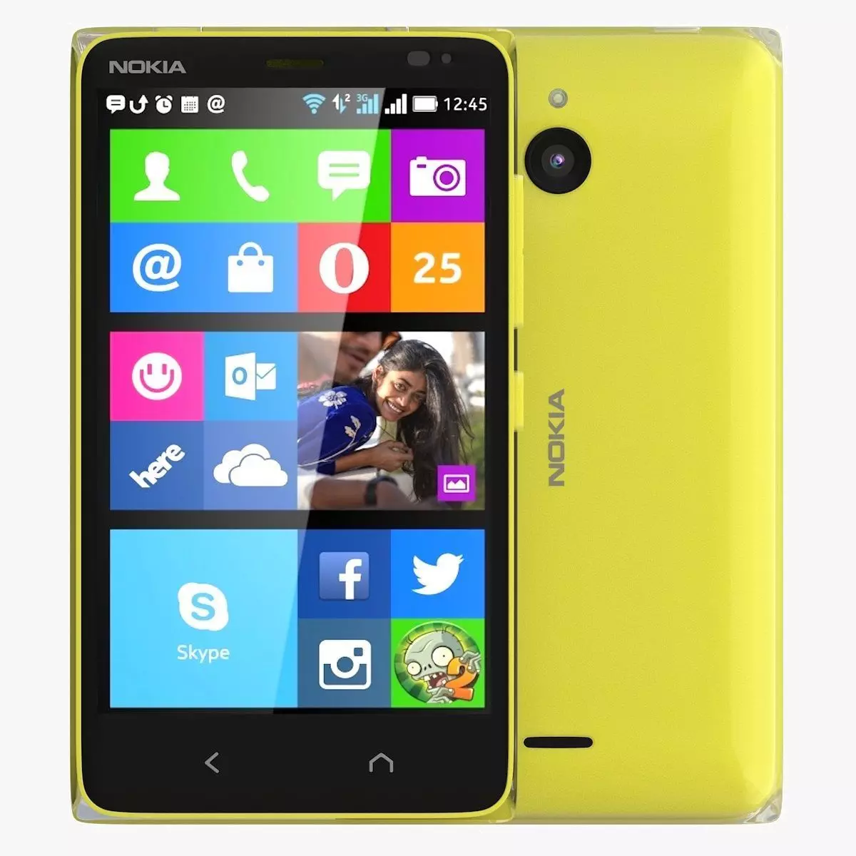 Nokia X2 Dual SIM yellow 3D model_0