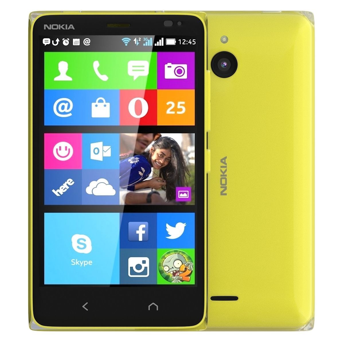 Nokia X2 Dual SIM yellow 3D model_1