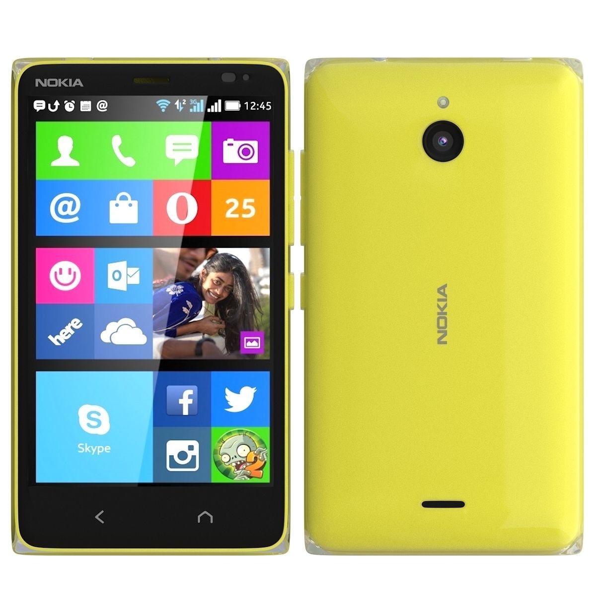 Nokia X2 Dual SIM yellow 3D model_2