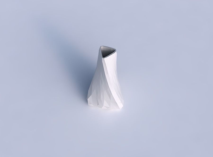 Vase twist tilted triangle with low-polygon 3D print model_1