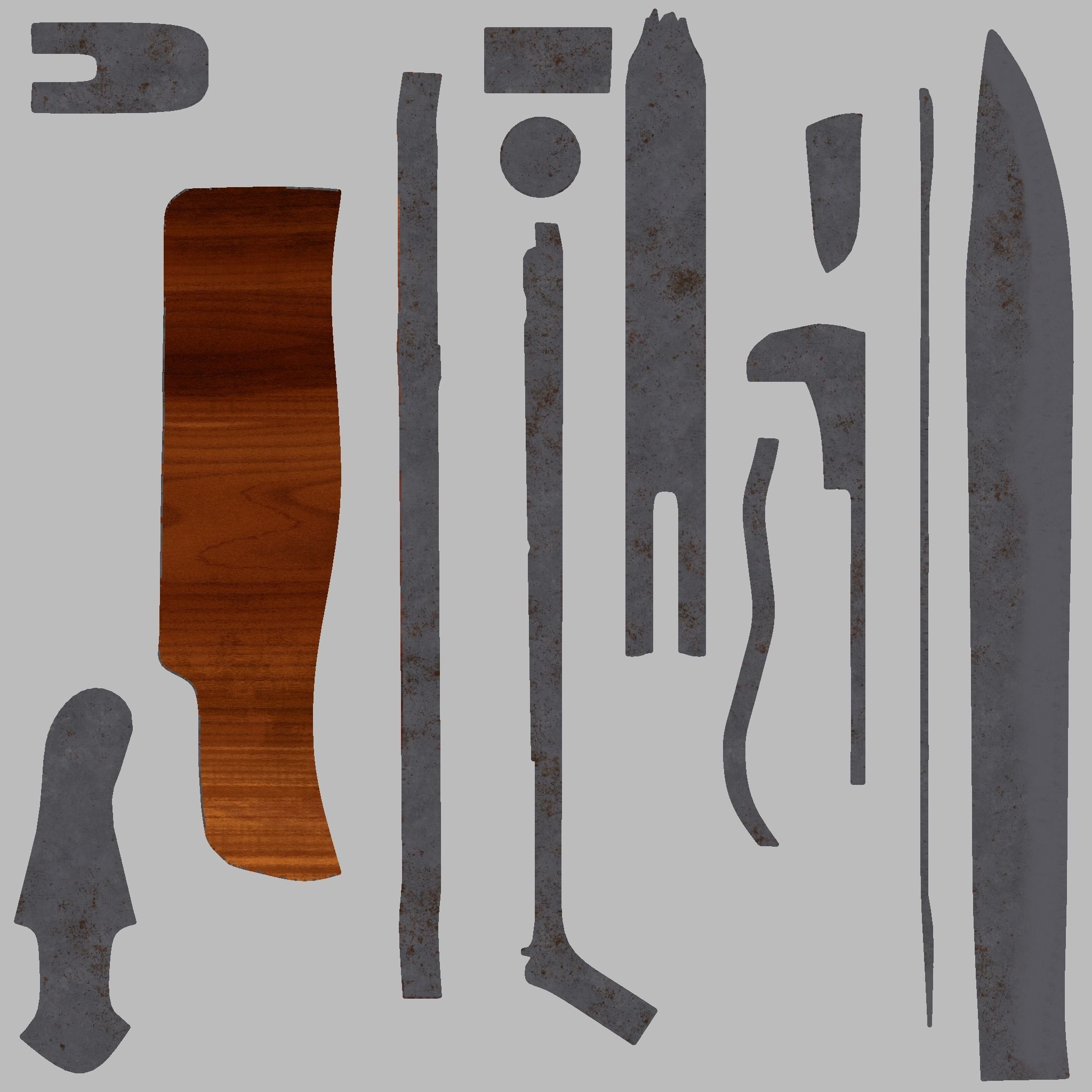 German WW1 bayonet Low-poly 3D model_10