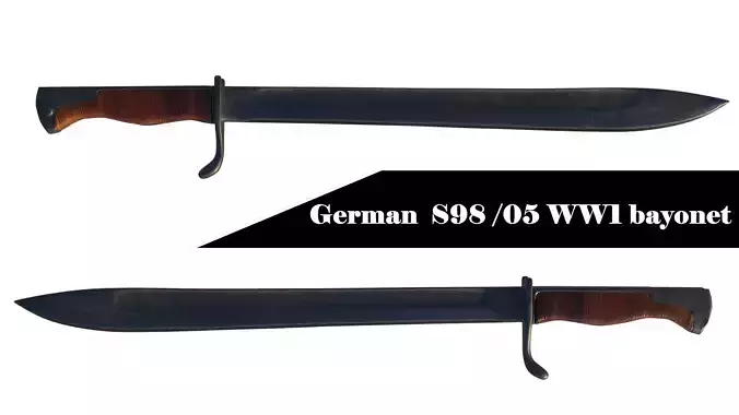 German WW1 bayonet Low-poly 3D model