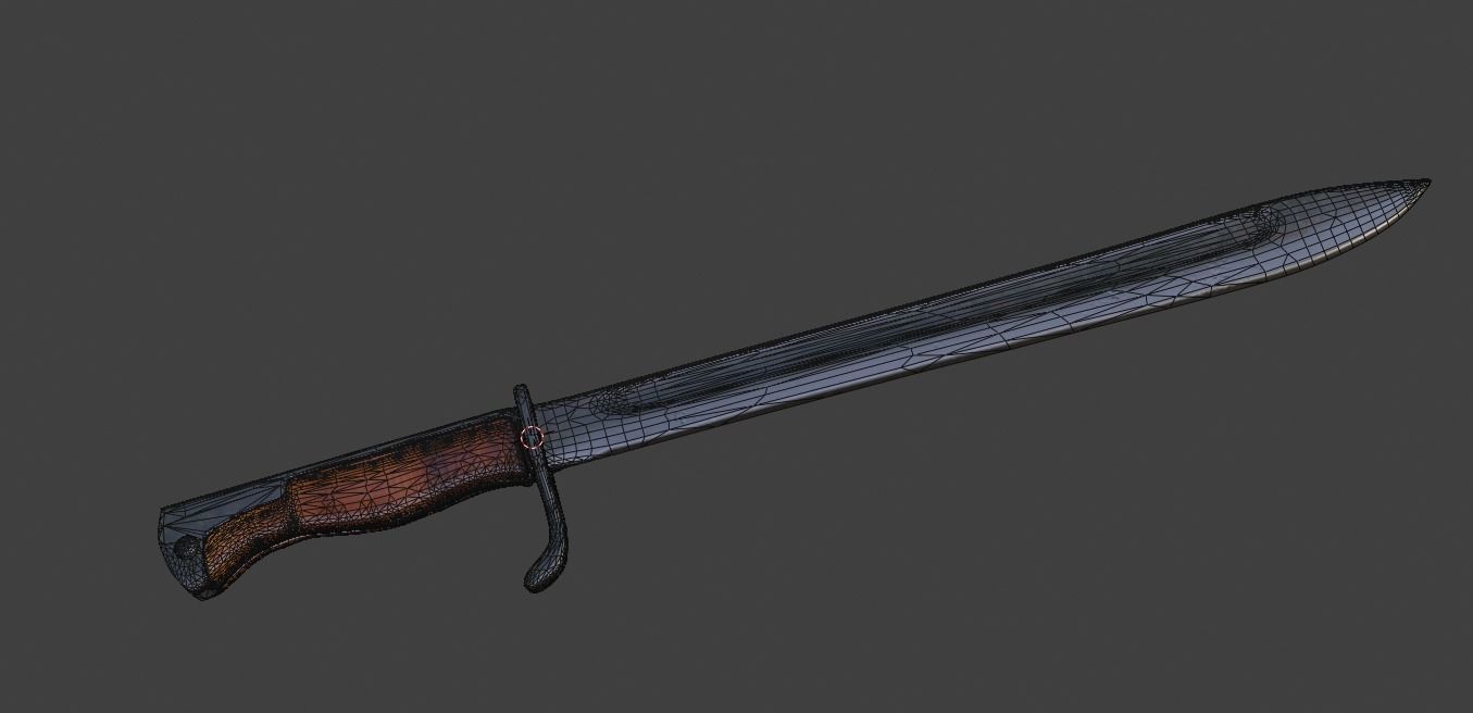 German WW1 bayonet Low-poly 3D model_8