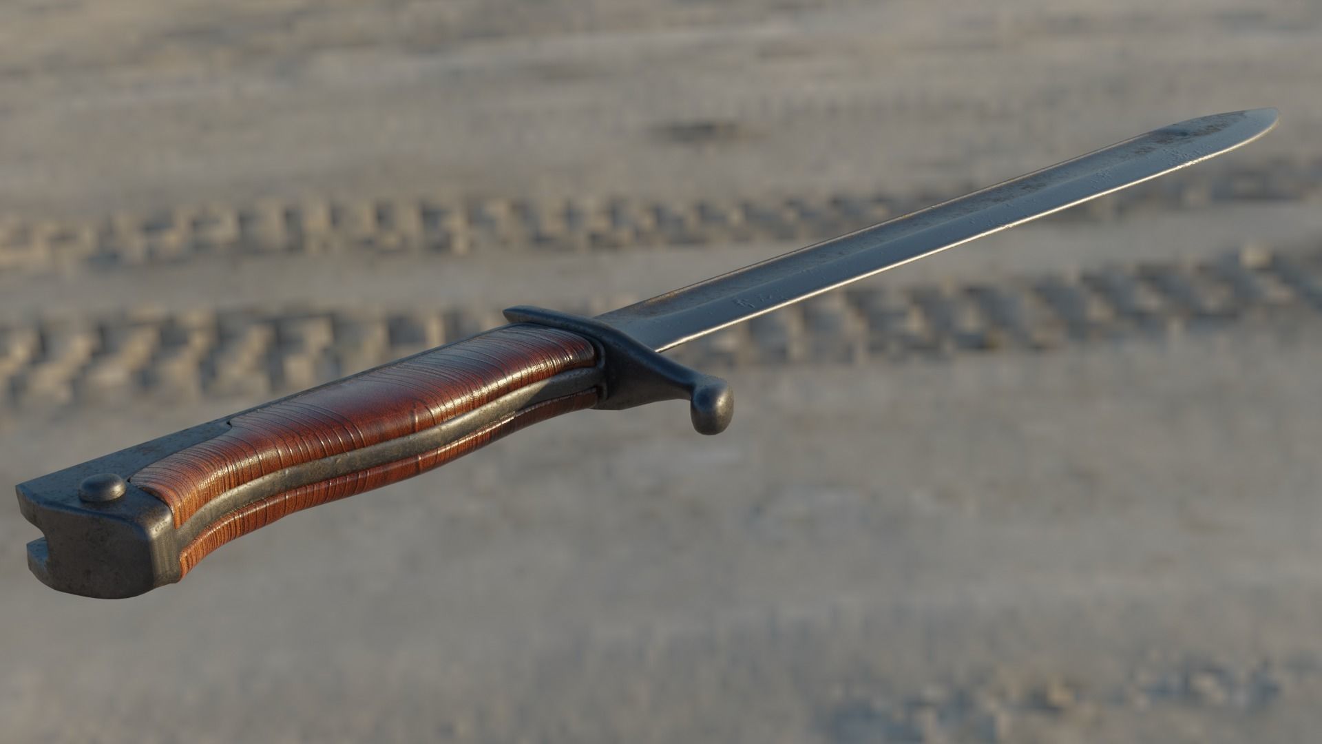 German WW1 bayonet Low-poly 3D model_1