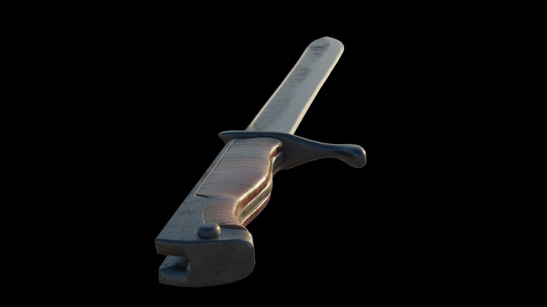 German WW1 bayonet Low-poly 3D model_2