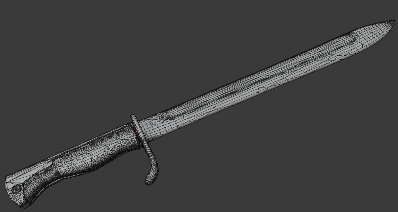 German WW1 bayonet Low-poly 3D model_7