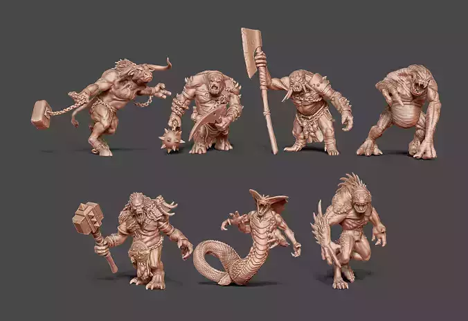 Monster bundle - 7 monsters - 52mm to 63mm scale