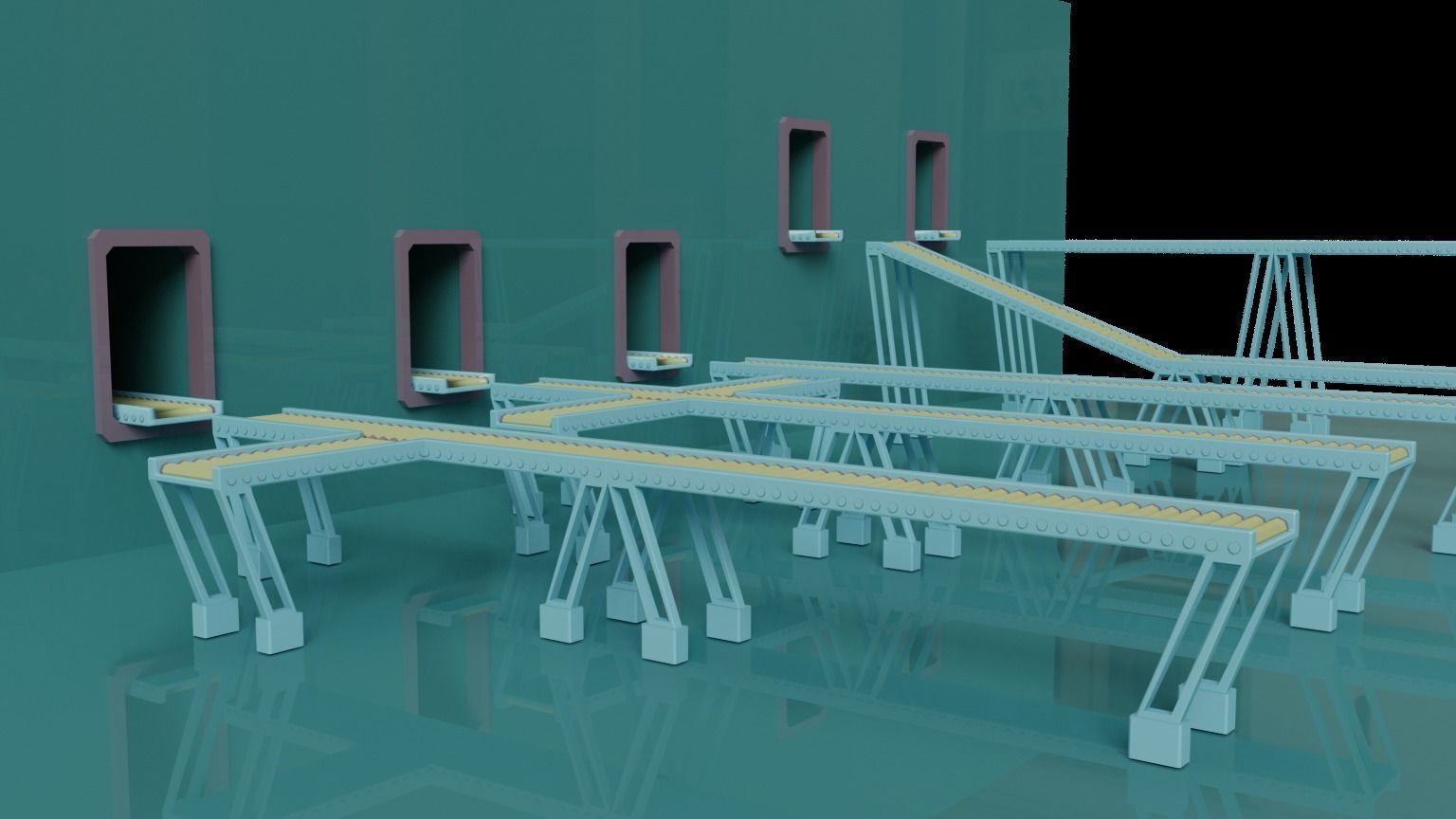 Simple Conveyor Belt Low-poly 3D model_4