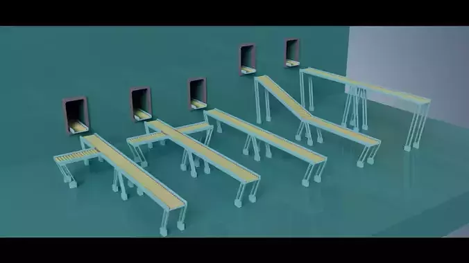 Simple Conveyor Belt Low-poly 3D model