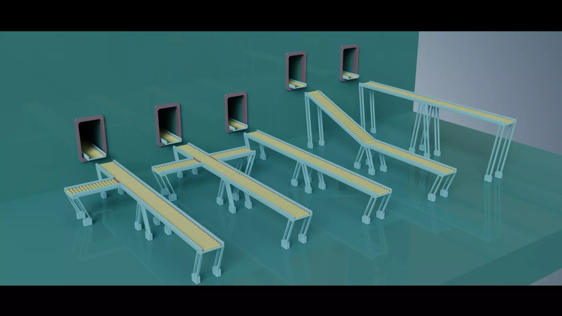 Simple Conveyor Belt Low-poly 3D model_0