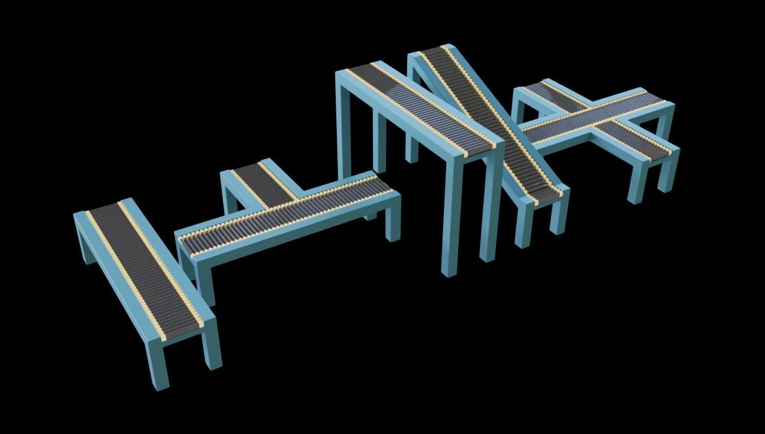 Simple Conveyor Belt Low-poly 3D model_15