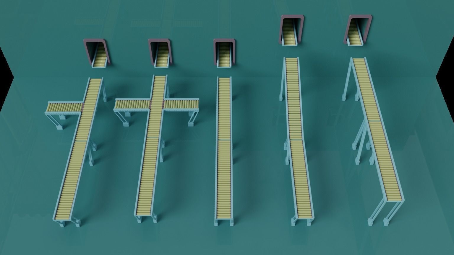 Simple Conveyor Belt Low-poly 3D model_5