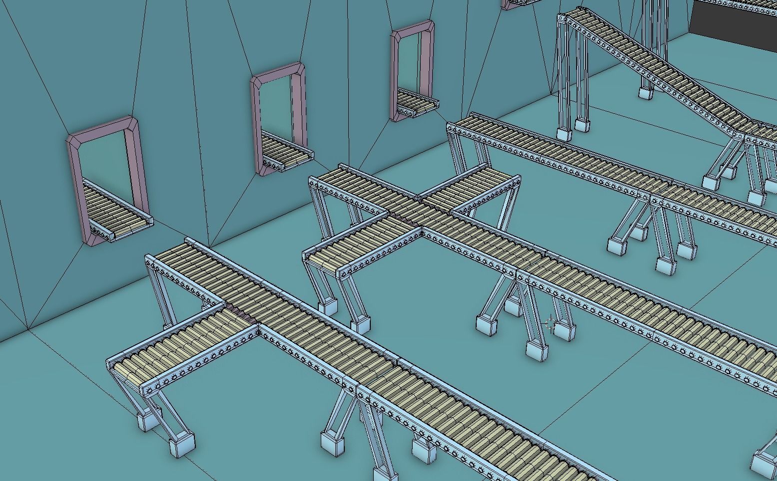 Simple Conveyor Belt Low-poly 3D model_8