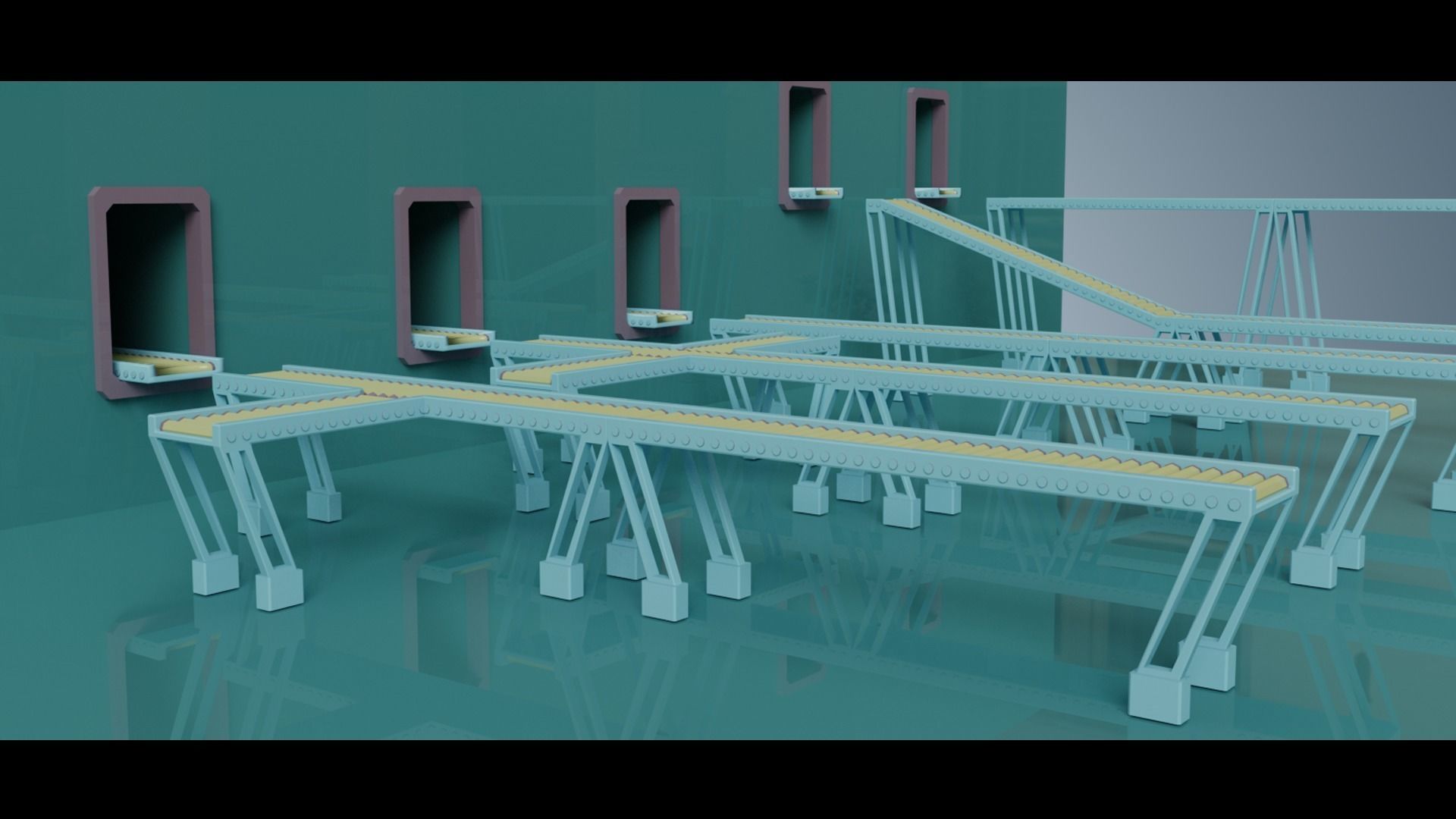 Simple Conveyor Belt Low-poly 3D model_1