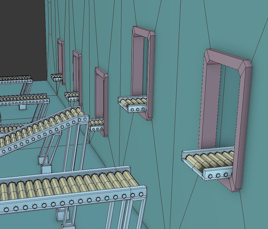 Simple Conveyor Belt Low-poly 3D model_9