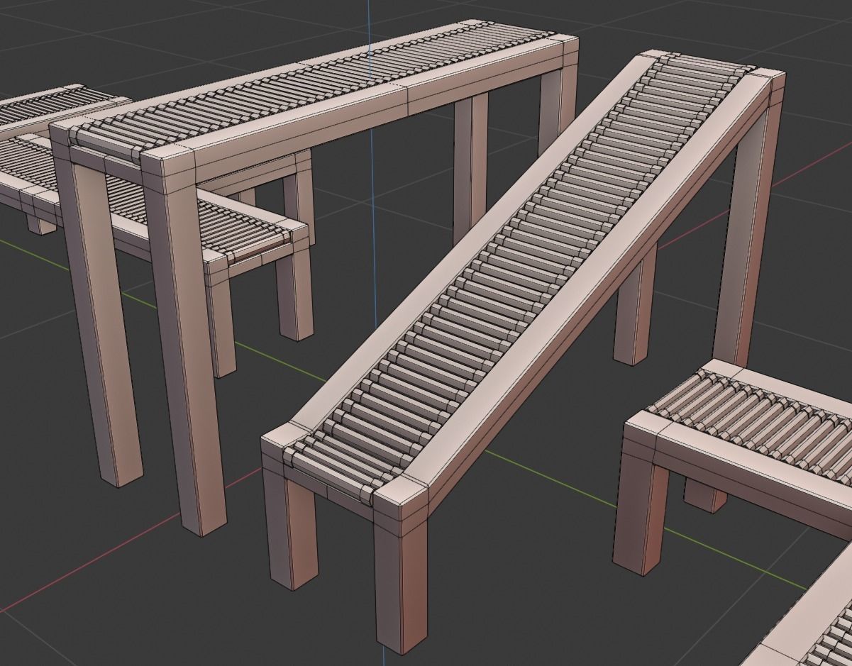 Simple Conveyor Belt Low-poly 3D model_13