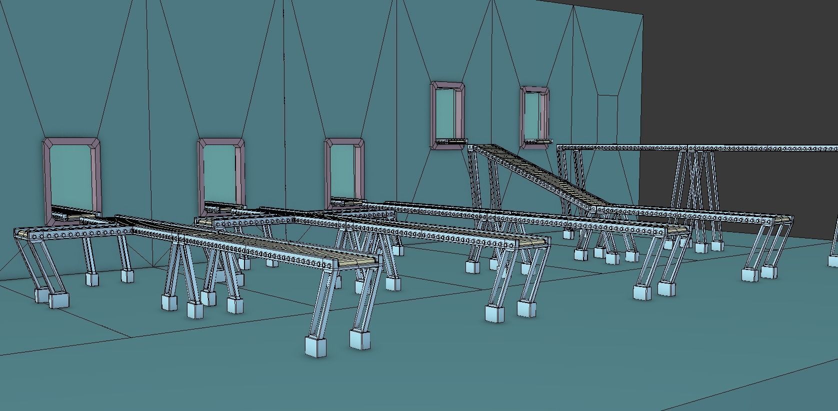 Simple Conveyor Belt Low-poly 3D model_10