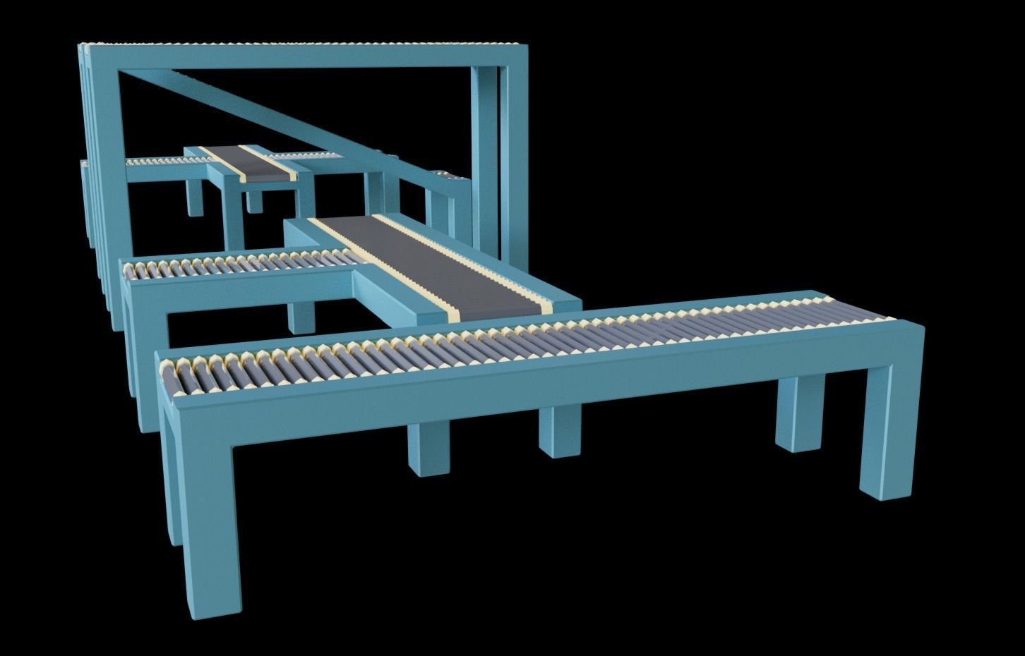 Simple Conveyor Belt Low-poly 3D model_11