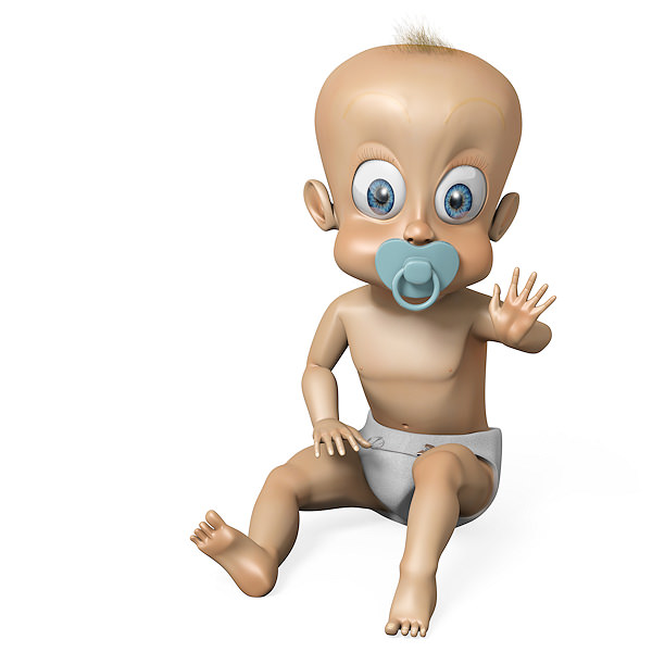 Toon cute baby 3D model_1