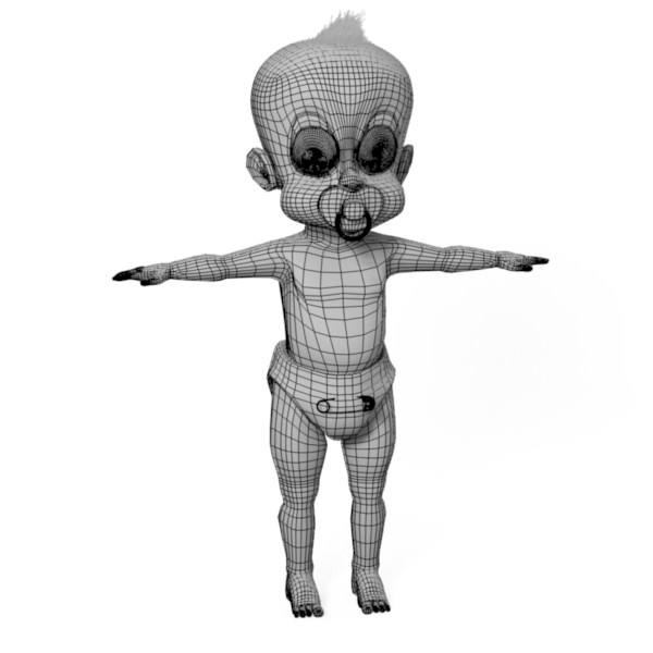 Toon cute baby 3D model_7