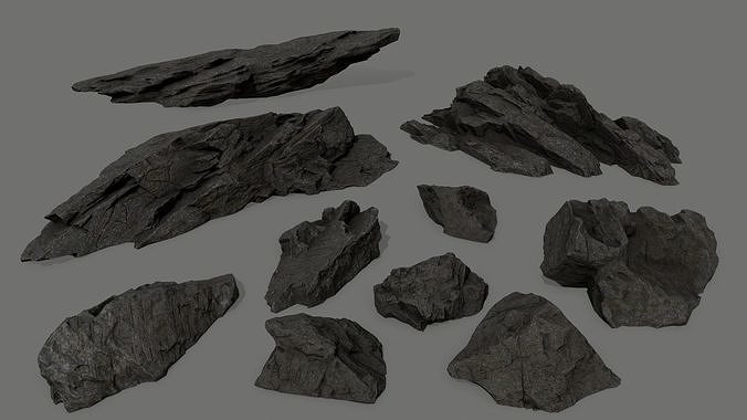 cliff rock set 3 Low-poly 3D model