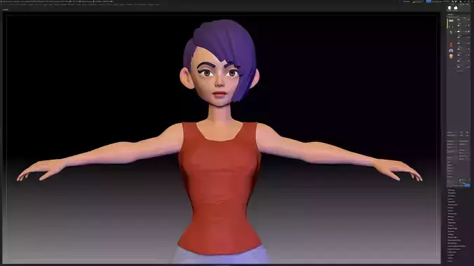 ZBrush Stylized Character Girl Base Mesh - Candy Girl Style 1