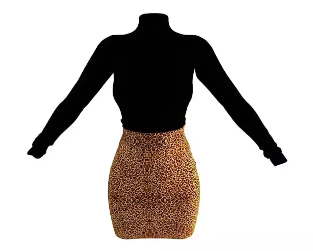 Stylish Designer Set of Turtleneck and Tube Skirt 3D model