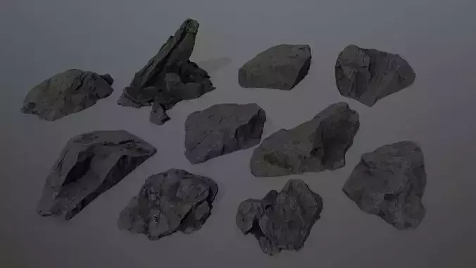 cliff rock set 2 Low-poly 3D model