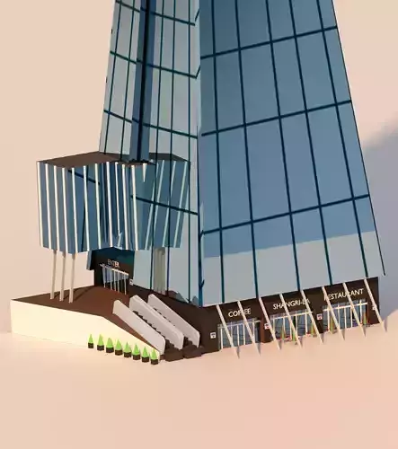the shard low poly tall building with glass windows