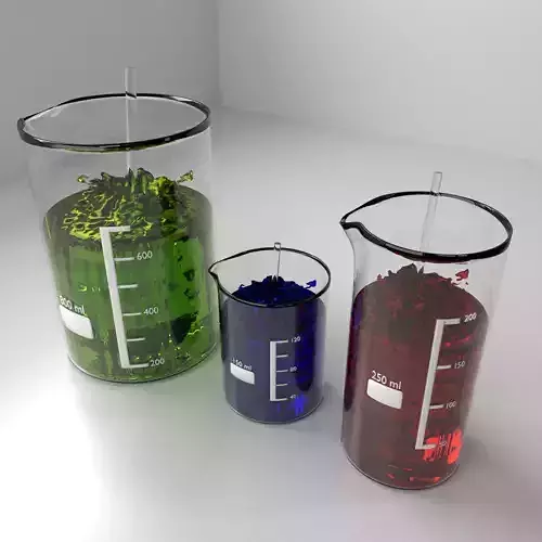 150ml  250ml and 800ml Glass Beaker with Liquid and Rod