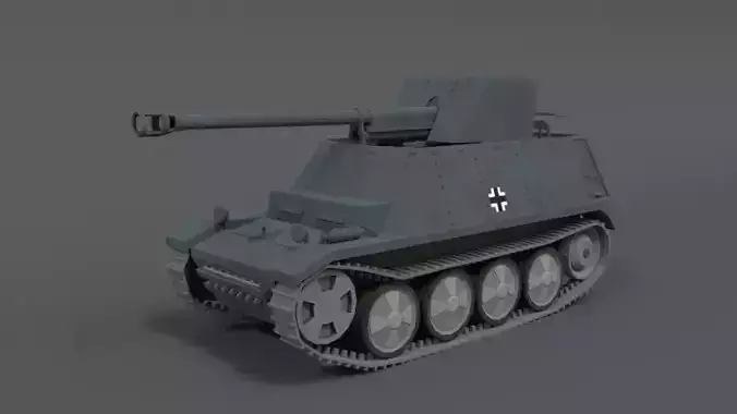 Low Poly Cartoon SdKFz 132 Marder II Tank Low-poly 3D model